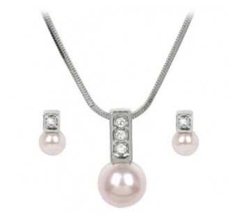 Ensemble collier et boucles d'oreilles Levien Elegant Pearl Caorle Grey