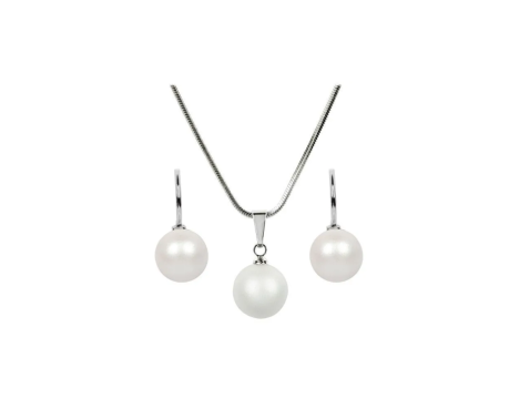 Ensemble collier et boucles d'oreilles nacrées Levien