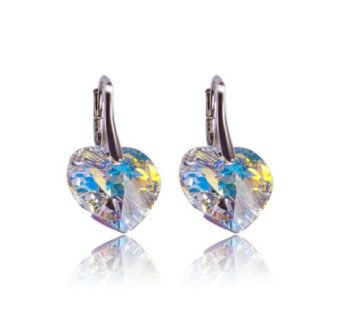 Boucles d'oreilles en argent "les coeurs sur l'Aurore Boreale"