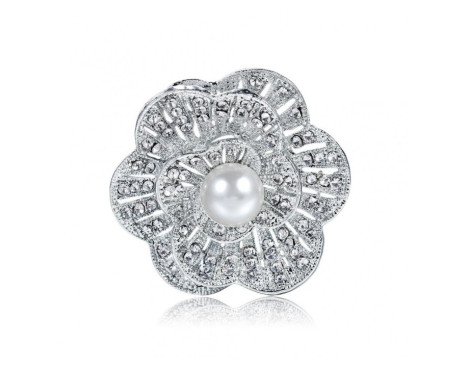 Broche Avec Ornement Blanc