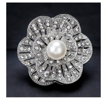 Broche Avec Ornement Blanc