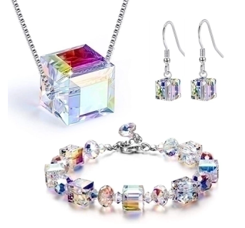 Mode Géométrique Carré Ensemble Cristal Autrichien