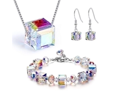 Mode Géométrique Carré Ensemble Cristal Autrichien