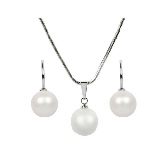 Ensemble collier et boucles d'oreilles nacrées Levien
