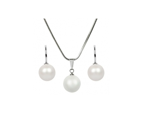 Ensemble collier et boucles d'oreilles nacrées Levien