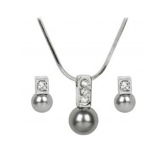 Ensemble collier et boucles d'oreilles Levien Elegant Pearl Caorle Grey