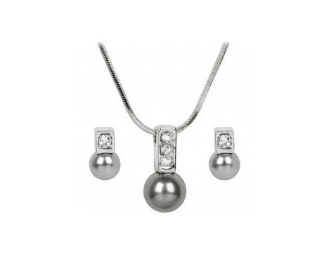 Ensemble collier et boucles d'oreilles Levien Elegant Pearl Caorle Grey