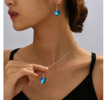 Cœur Cristal Autrichien Femmes Ensemble Bijoux