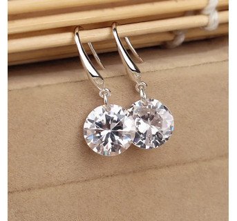 Paire Décontractée Brillant Rond Cristal Zircon Boucles D'oreilles