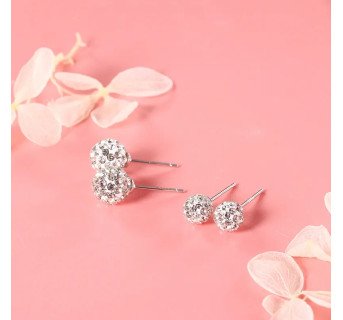 Mode Rond Plaqué Argent Incruster Zircon Femmes Boucles D'oreilles 1 Paire