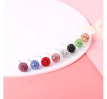 Mode Rond Plaqué Argent Incruster Zircon Femmes Boucles D'oreilles 1 Paire