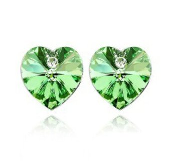 Boucles D'oreilles Simples Coeur Coloré Cristal