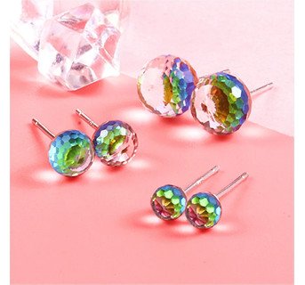 Mode Concise Feuille D'érable Cristal En Métal Boucles D'oreilles En Pierre