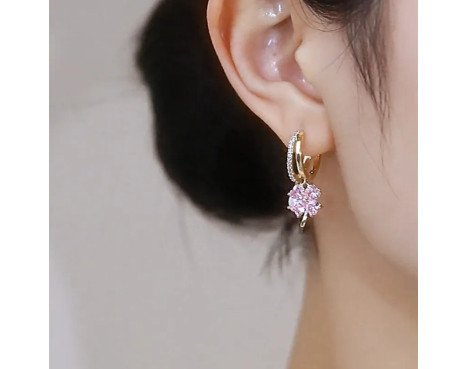 1 Paire Sucré Fleur Incruster Perle Artificielle Le Cuivre Cristal Artificiel Boucles D'oreilles