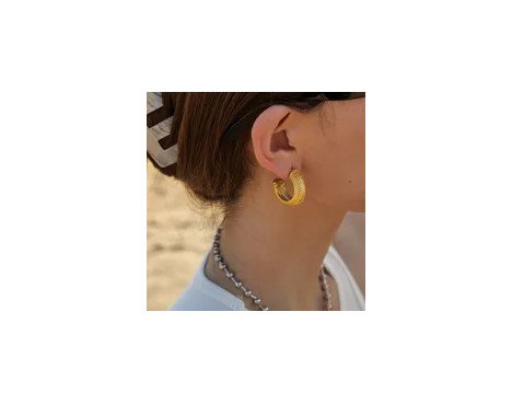 1 Paire Commuer Des Écailles De Poisson Placage Acier Inoxydable Plaqué Or 18k Des Boucles D'oreilles