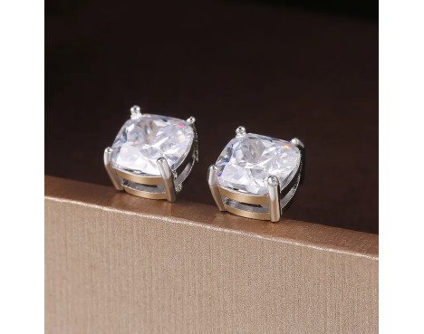Boucles D'oreilles En Cuivre Géométriques En Zircon Carré De Mode En Gros