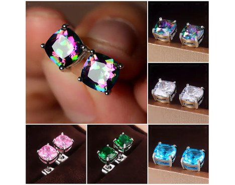 Boucles D'oreilles En Cuivre Géométriques En Zircon Carré De Mode En Gros