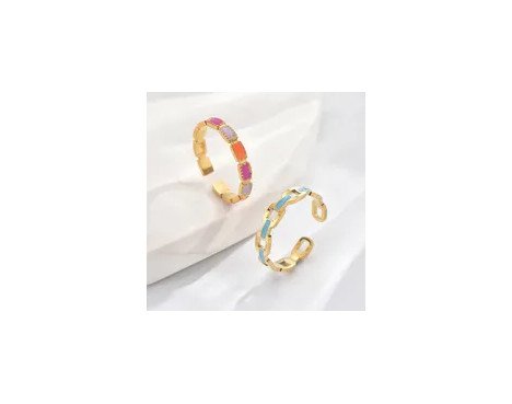 Mignon Vacances Géométrique Acier Inoxydable 304 Plaqué Or 14K Anneau Ouvert En Masse