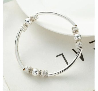 Ensemble De 3 Pièces Mode Cercle Cristal Autrichien Le Cuivre Perlé Fait Main Placage Plaqué Argent Femmes Bracelets