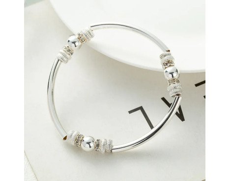 Ensemble De 3 Pièces Mode Cercle Cristal Autrichien Le Cuivre Perlé Fait Main Placage Plaqué Argent Femmes Bracelets