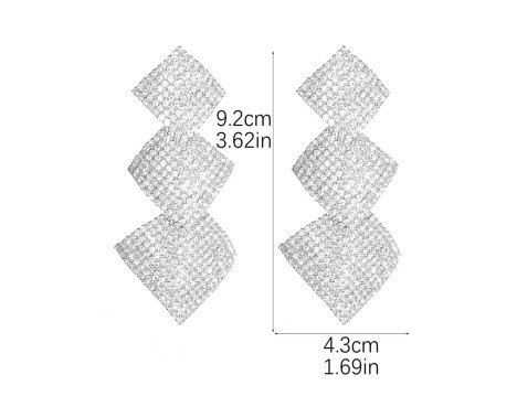 1 Paire Glamour Mariage Brillant Rhombe Incruster Acier Inoxydable Alliage Strass Boucles D'oreilles