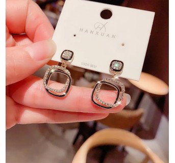 Boucles D'oreilles Carrées Diamant Géométrique Korea