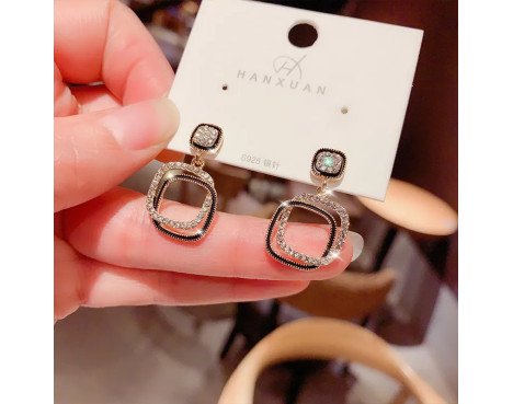 Boucles D'oreilles Carrées Diamant Géométrique Korea
