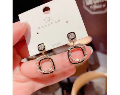 Boucles D'oreilles Carrées Diamant Géométrique Korea