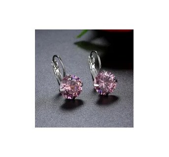 1 Paire Élégant Rond Placage Incruster Le Cuivre Zircon Plaqué Argent Des Boucles D'oreilles