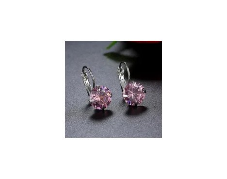 1 Paire Élégant Rond Placage Incruster Le Cuivre Zircon Plaqué Argent Des Boucles D'oreilles