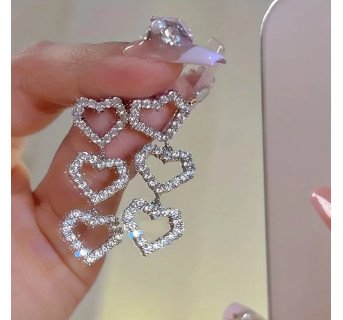 1 Paire Style Simple Forme De Cœur Incruster Alliage Zircon Boucles D'oreilles
