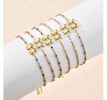 Commuer Personnage De Dessin Animé Acier Inoxydable Placage Plaqué Or Bracelets