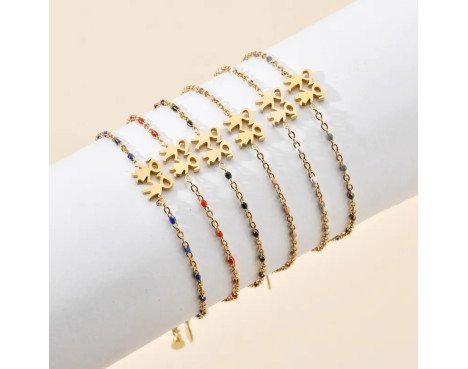 Commuer Personnage De Dessin Animé Acier Inoxydable Placage Plaqué Or Bracelets