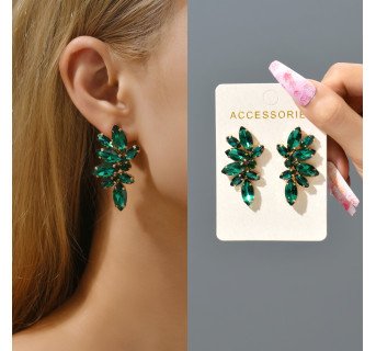 Paire Style Géométrique Incruster Pierres Précieuses Artificielles Des Boucles D'oreilles