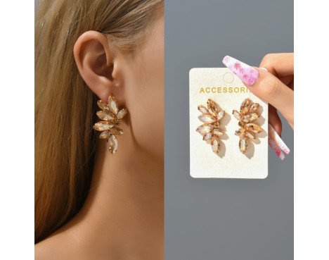 Paire Style Géométrique Incruster Pierres Précieuses Artificielles Des Boucles D'oreilles