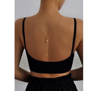Collier élégant pour le Collier cou et  dos avec arêtes de poisson dorées et perles plaquées or