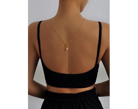 Collier élégant pour le Collier cou et  dos avec arêtes de poisson dorées et perles plaquées or