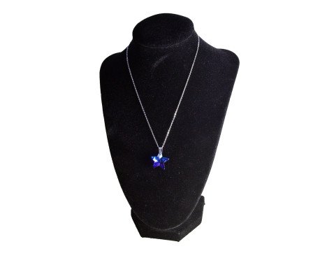 Collier en acier inoxydable argenté avec pendentif étoile bleu saphir