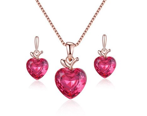 Boucles d'Oreilles et Collier Femme en Alliage avec Incrustations de Zircon – Design Gouttelettes d'Eau