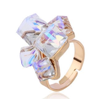 Bague Femme Rétro en Alliage avec Cristal Autrichien – Design Carré Élégant