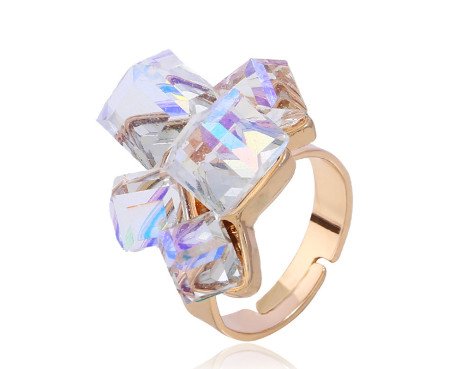 Bague Femme Rétro en Alliage avec Cristal Autrichien – Design Carré Élégant