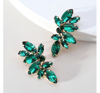 Boucles d’Oreilles Géométriques Simples avec Pierres Précieuses Artificielles en Verre – Élégance