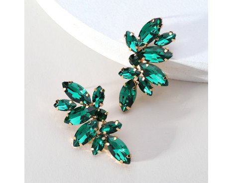 Boucles d’Oreilles Géométriques Simples avec Pierres Précieuses Artificielles en Verre – Élégance