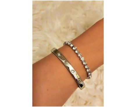 Combinaison de bracelets Cartier et Waterway en pierre d'argent élégante