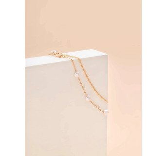 Bracelet de cheville superposé : Perles couleur or SF et chaîne spirale