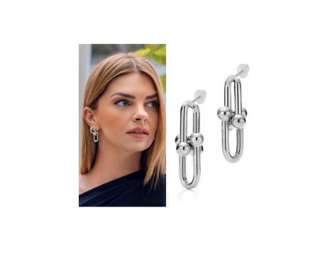 Boucles d'oreilles doubles plaquées argent Tiffany Blanca, style court