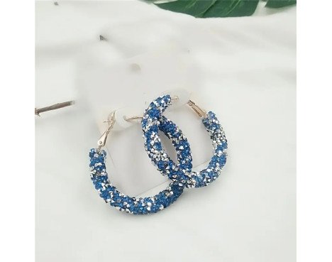Boucle d'oreilles créoles bleu/blanc sublime en cristal
