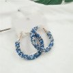 Boucle d'oreilles créoles bleu/blanc sublime en cristal