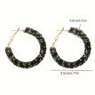 Boucle d'oreilles créoles bleu/blanc sublime en cristal